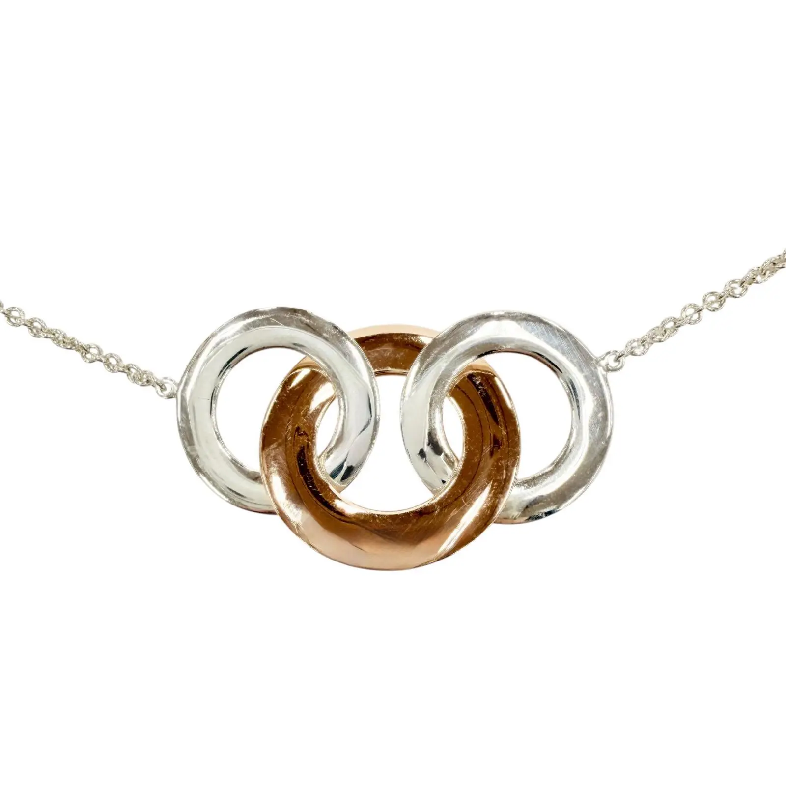 Pre-owned Tiffany & Co. Sterling Silver 925 (Ag925) Small Leather Goods 1837 Interlocking Multi Circle SV925 Rubedo Metal necklace