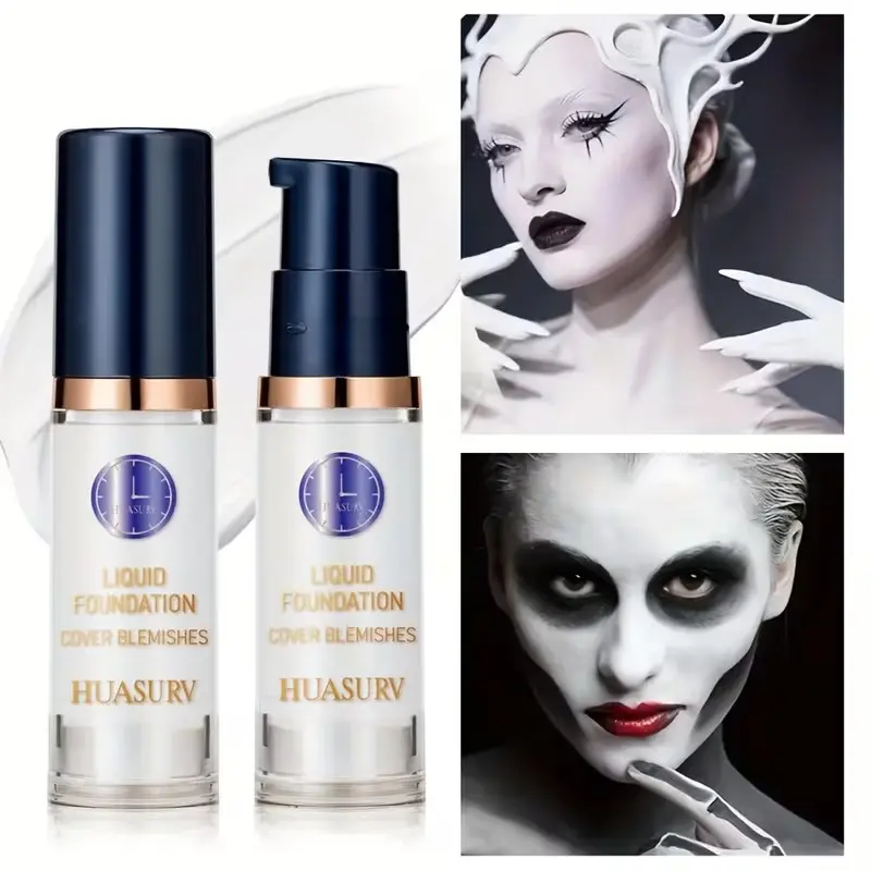 Matte high-coverage white foundation, evens skin tone and long-lasting without caking, lightweight and breathable texture, suitable for professional stage makeup, dates and parties, cosplay role play, clown creative makeup, and Halloween-themed looks