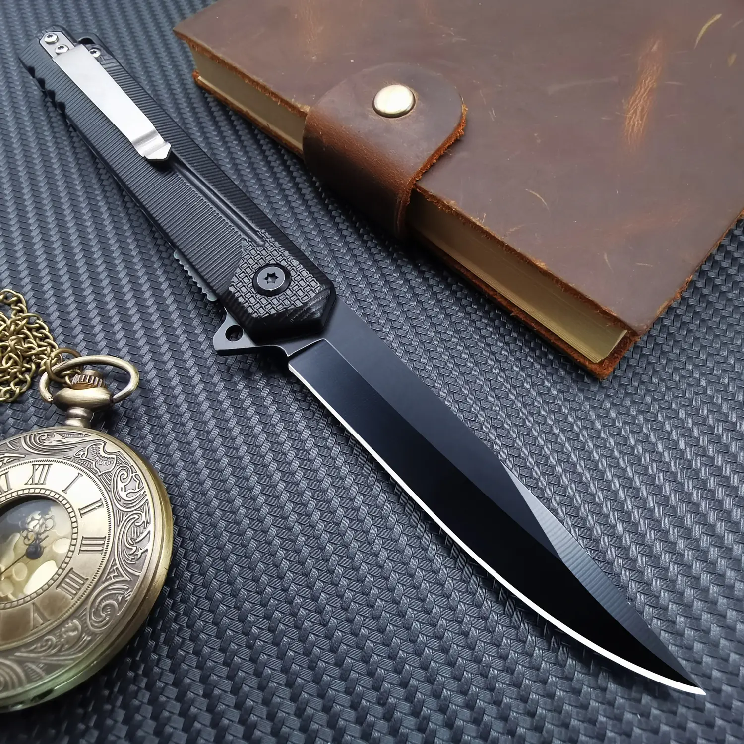 Tactical Retractable Folding Knife for Adults - Textured Handle, Pocket Clip, Compact Lightweight Camping Tool for Outdoor Camping, Fighting, Peeling, Camping Tools, Emergency Tool