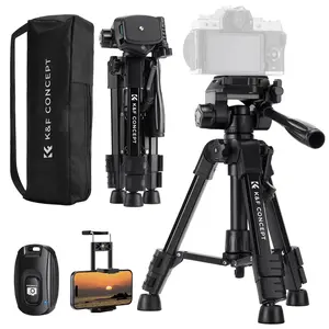 K&F CONCEPT 25" Aluminium Alloy Mini Tripod with Quick Release, Portable Camera Accessory with Remote Control for DSLR, Camcorder, Smartphone (S233A0)