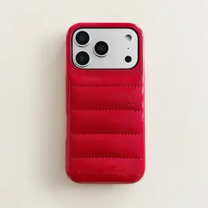 Solid color leather down jacket style case for 17/16/15PROMAX phone, anti-fall cover