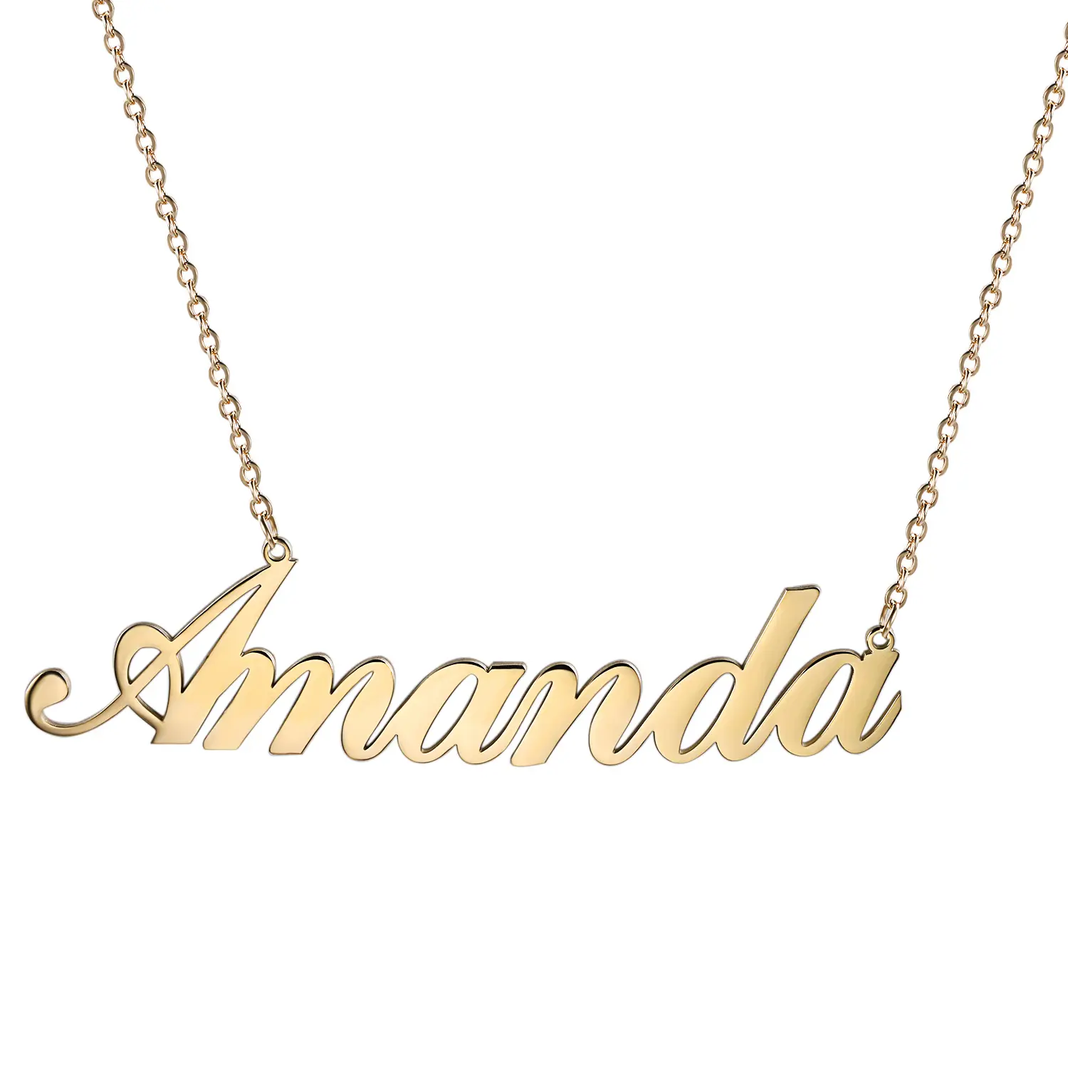 OIDEA Women's Custom Name Pendant Necklace - Gold, Silver, Rose Gold Tone Stainless Steel Initial Name Plate Necklace, Personalized Cursive Letter Jewelry, Birthday Gift, Initial Necklaces
