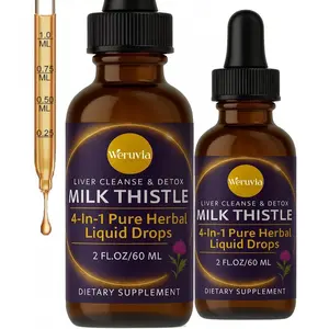 Milk Thistle Extract Drops for Liver Cleanse Detox & Repair, Liver Supplement with Dandelion Root, Artichoke and Turmeric, All-Natural Herbal Liver Support Supplement, Vegan, Non-GMO, 2 FL OZ