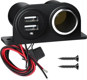 Dual USB Outlet Cigarette Lighter Socket Splitter 12V 4.2A Car Charger Power Outlet Adapter Replacement with Blade Fuse