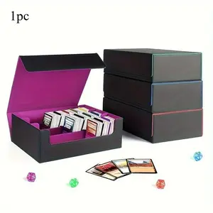 Large Faux Leather Card Box, 1 Count Card Storage Display Case, Collectible Card Storage Box, Home Organizer for Card, Game Cards, Office Accessories