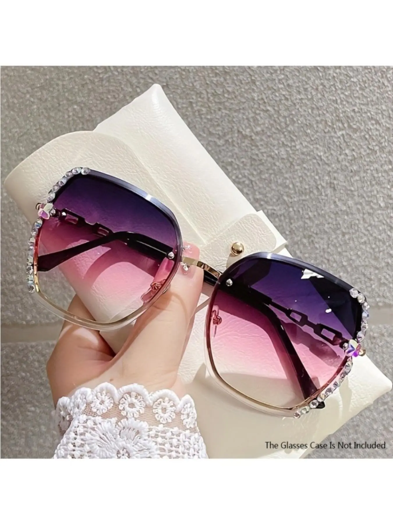Women's Elegant Rhinestone Decorated Glasses, Trendy Casual Glasses for Everyday Use, Fashion Accessories for Outdoor Activities, Trendy Stylish Shades