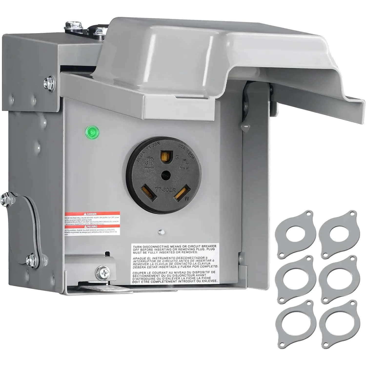 30 Amp RV Power Outlet Box, 125V NEMA TT-30R RV Outlet Weatherproof, Enclosed Lockable RV Electrical Outlet with Receptacle Panel, Outdoor Power Box for RV Camper, ETL Listed H92OB06