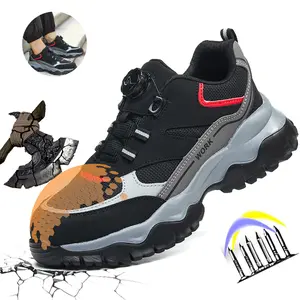Rotary Buckle Safety Shoes Men Steel Toe Work Shoes Men Work Safety Boots Anti Smash Safety Indestructible Work Boot protective shoes