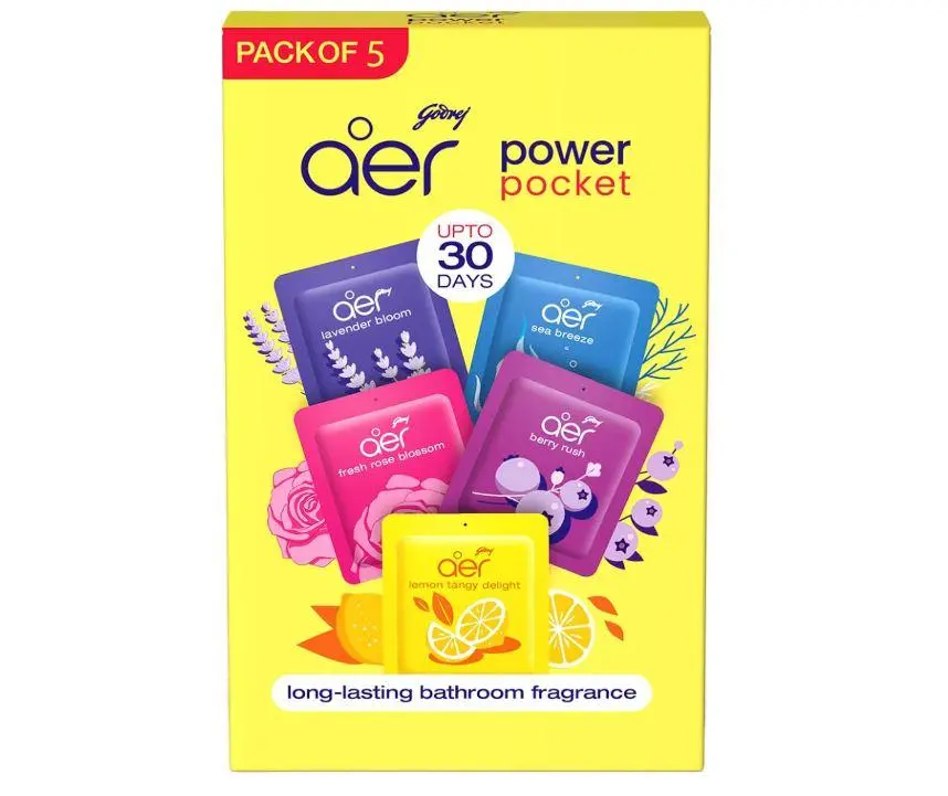 AER Power Pocket Air Freshener for the Entire Home with Long Lasting Scent, Assorted, Pack of 5