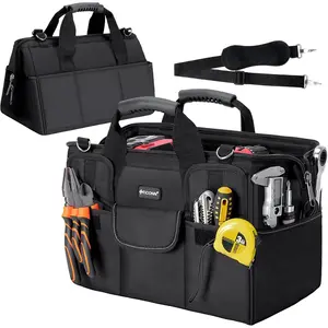 Heavy-Duty Large Tool Bag with Multiple Pockets, Portable Tool Box Organizer Storage Bag, with Adjustable Shoulder Strap and Ergonomic Handle, Father's Day Gifts