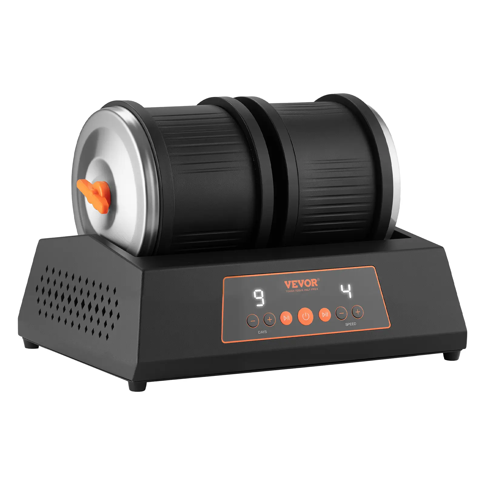 【Summerfinds】VEVOR Rock Tumbler Kit, 8 lbs Rock Polishing Kit, 4 Speed Settings 9-Day Polishing Timer Stone Polishing Kit, Double Barrel Rock Polisher with Adapter, Rock Polisher for Adults and Kids