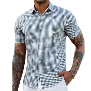 Men's short-sleeved shirt, suitable for various business and casual occasions, classic style, regular fit, spring/summer business casual formal shirt.