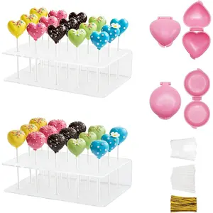 304 Pcs Cake-Making Kits, Cake Pop Mold, 2 Pcs Spherical and Shaped Molds, 2 Pcs 15-Hole Display Stands, 100 Pcs 5.91 Inches Sticks, 100 Pcs Wrapping Papers and Gold Twist Ties