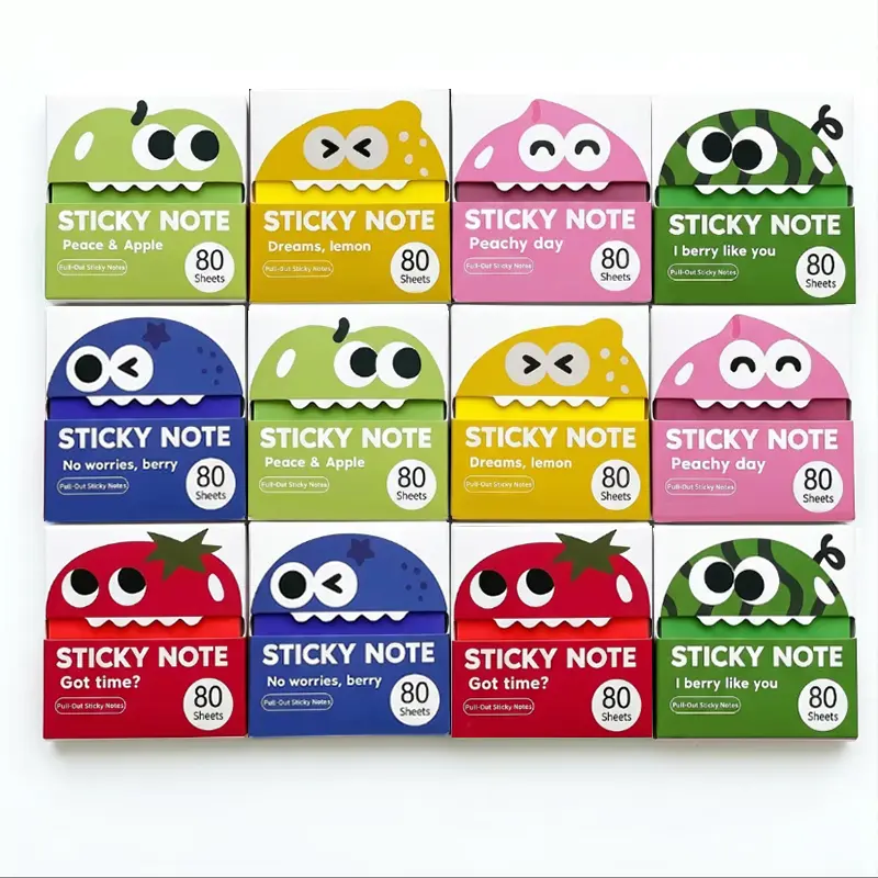 Transparent Pull-Out Sticky Notes (12 Boxes, 960 Sheets Total) - Office & School Supplies, Strong Adhesion, No Residue, 50 Reuses Per Sheet, Suitable for Office Work, Study