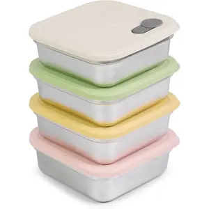 4 Pack Stainless Steel Sandwich Containers, 20oz   Storage Containers with , Metal Meal Prep Lunch Box, Dishwasher Safe, Sandwich Box for Snacks & Fruits (4 Color)