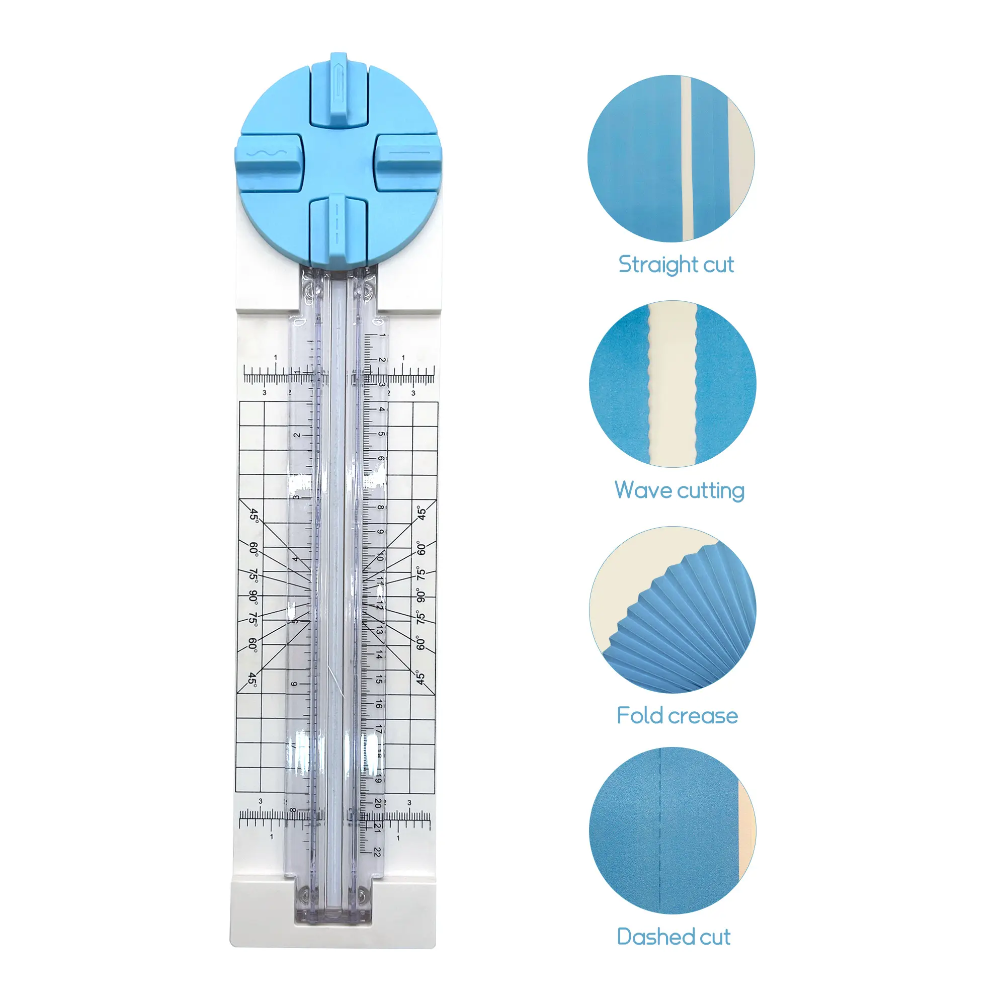 4-in-1 Multi-Cutter Paper Cutter Trimmer with Dual Scales, Safe Cover, Transparent View - 4 Modes (Straight, Wavy, Perforated, Creasing Blades) Office Cutting Supply for Craft Paper, Cardstock, Photos - Ideal for DIY Crafters, Craft Cutting Tool, Decorati