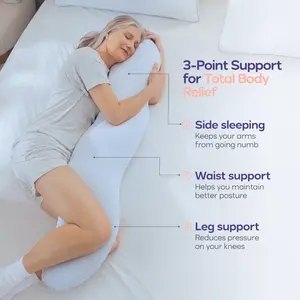 Mellow Sleep | BodyAlign & BodyAlign+ Pillow - Full Body Ergonomic Support Pillow for Back, Belly, Hips & Legs, Cooling Side Sleeper Pillow for Pregnancy, Maternity & Body Pain Relief