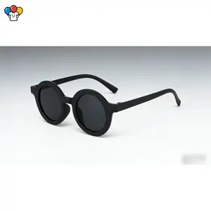 HER-Cute Kids Round Sunglasses for Girls Boys Matte Colorful Shades UV400 Protection Outdoor Beach Eyewear for Kids Children