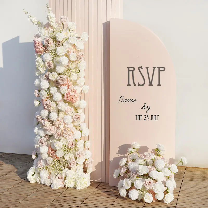 S-A7648 Pink White Hydrangea Pompom 5D Wedding Backdrop Floral Arrangement KT Board Flower