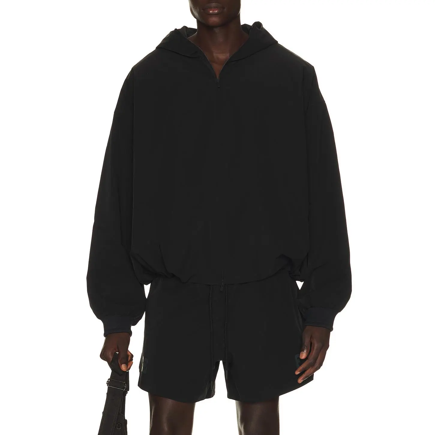 Fear of God ESSENTIALS Full Zip Hooded Anorak in Vintage Black