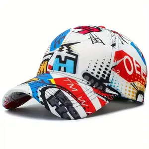 Unisex Geometric Patterns Letter Print Baseball Cap Outdoor Sport Adjustable Sunscreen Leisure Hat Spring Autumn Travel Tourism Beach Vacation
