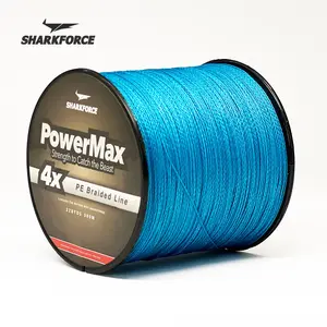 Sharkforce 300m fishing line, Powermax 4 Strand Pe Braided Line, Ultra Strong Anti-Cut Fishing Line, Blue, Ideal for Lure Carp Bass Fishing
