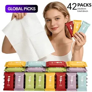 Compressed Towels Tablets, Disposable Washcloths for Travel & Camping, Soft Face Towels, Disposable Facial Towels, Portable, 42 Count, 19.4 X 11.8 Inch #GLOBAL PICKS