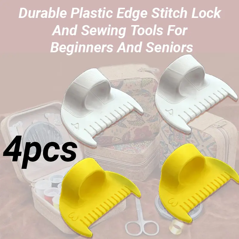 4pcs Simple Stitching Tools - Durable Plastic Edge Stitch Lock and Sewing Tools for Beginners and Seniors, 4mm and 3mm Spacing, Perfect for DIY Hand Stitching Projects, Sewing Accessories | Ergonomic Design | Smooth Surface
