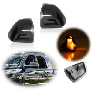 2 Pieces Smoke Lens Amber LED Side Mirror Turn Signal Light for Dodge Ram 1500 2500 3500, Replacement for Original Universal Car
