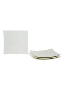 212 MAIN Stylish Chip-Proof Square Bone China Dinner Plate Collection, Ceramic Service for 6, White 6-Piece Dinnerware Set