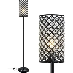 Floor Lamp, Modern Standing Lamp with Elegant Shade Black Floor Lamp with On/Off Foot ,Tall Pole Accent Lighting for Living Room, Girl Bedroom, Dresser, Office