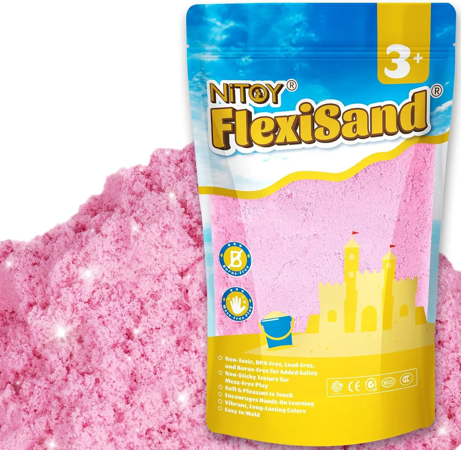 NiToy FlexiSand 2.2Lbs Moldable Play Sand - Never Dries Out, Stress-Relieving for 3+ Year-Old Children, Bulk Refill for Sensory Sandbox Toys, Thanksgiving Creativity Activity