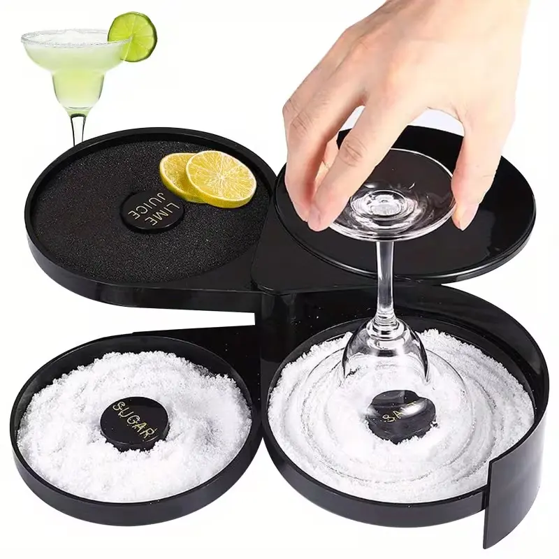 A Three-Tier Cocktail Juice Flavoring Box with a Sponge, Designed for Mixing Cocktails And Margaritas, Along with Containers for Salt And Sugar, Perfect for Bar Parties And Receptions