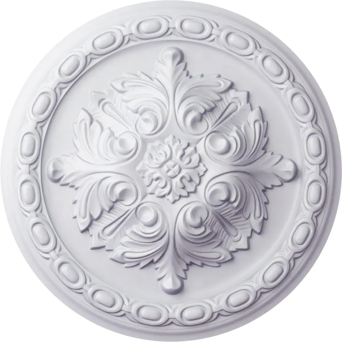 Acanthus Ceiling Medallion, 11 3/8"OD x 2"P, 1-Piece Primed Finish Hanging Decoration for Home Decor, Room Decor, One-Piece, 2" Projection
