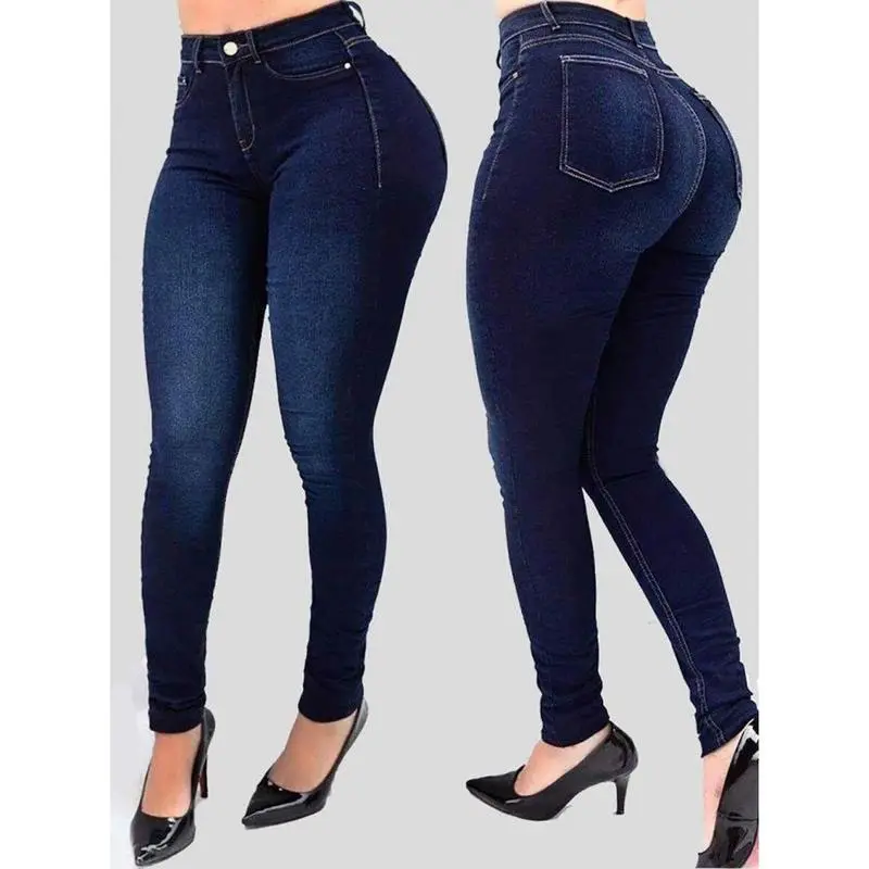 Women'shighwaistslimfitjeansskinnyjeansplussizefashionbodyshapingpremiumsexyjeanssolidbluejeans Womenswear Bottom