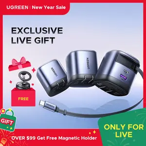 【LIVE ONLY】UGREEN 45W/65W/100W 3 in 1 Compact GaN Charger, Retractable USB C Fast Wall Charger with Foldable Plug, Compatable for iPhone 17/16 Series, Galaxy, Pixel, iPad-Cellphone Electronic portable charger,TikTokShopBlackFriday ,TikTokShopHolidayHaul