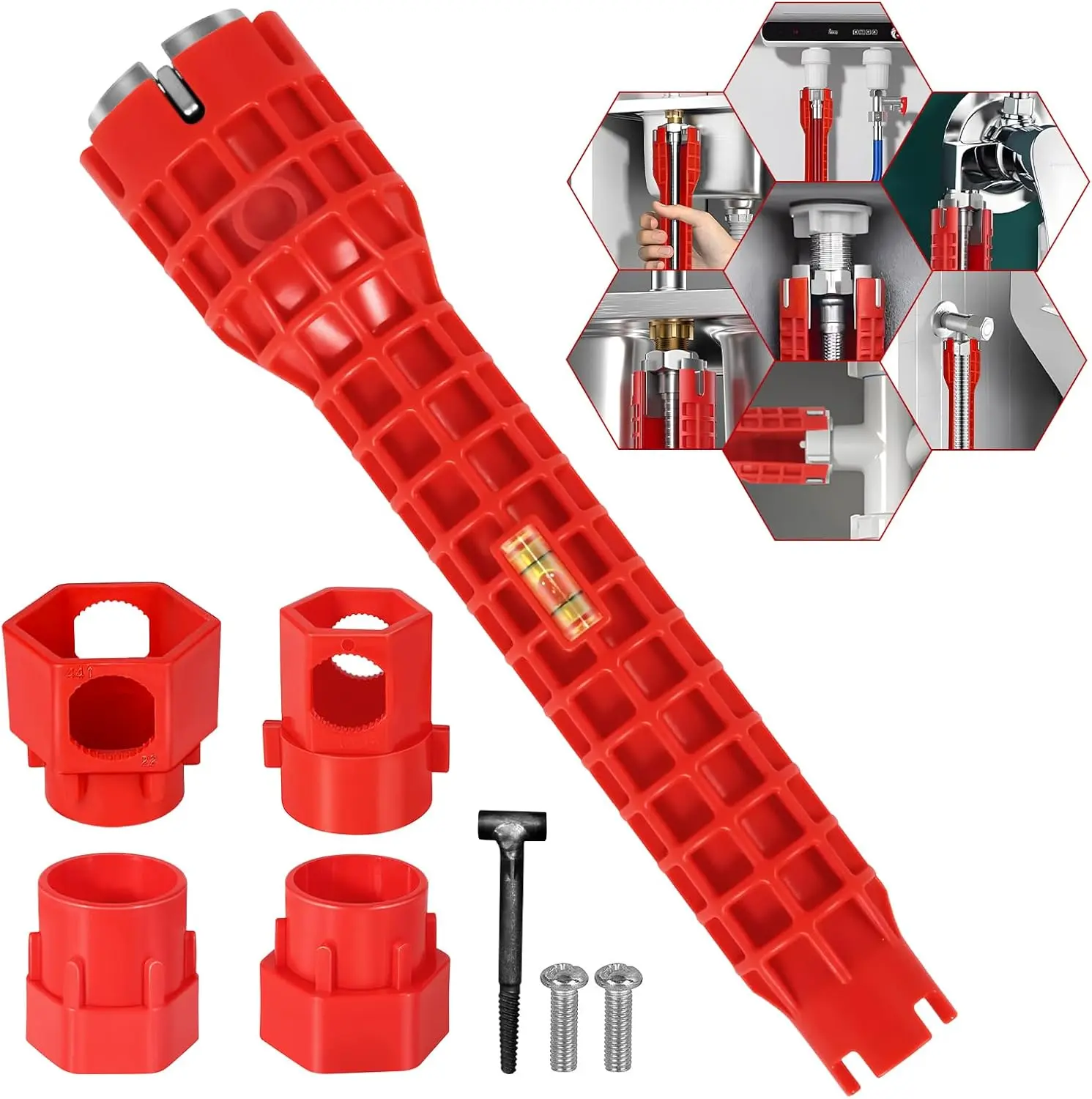 14-in-1 Multi-Functional Sink Wrench, 1-Way Action Plumbing Tool for Tight Spaces, Faucet & Sink Installer for Bathrooms & Kitchens