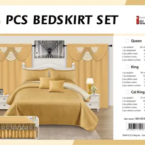 HIG 8 Piece Jacquard Floral Patchwork Comforter Set - Soft Breathable Polyester Queen King Sizes with Matching Pillows Bed Skirt in Bag
