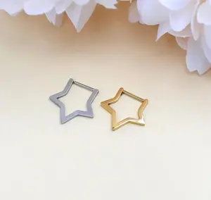 14G/16G/18G 16G/14G Titanium Star Clicker Septum Ring - Stylish Hypoallergenic ASTM F-136 Titanium Hinged Segment Hoop for Cartilage Piercings