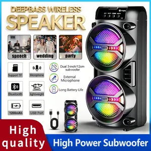 Portable Bluetooth speaker, wireless dual 3-inch speakers, PA amplification, disco lighting effects, stand function, supports Bluetooth/USB/TF/AUX/FM/TWS, built-in equalizer, karaoke, holiday party speaker, graduation gift