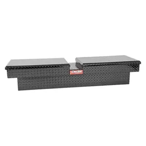 212 MAIN Dee Zee Red Label Standard Dual Lid Gull Wing Pull Handle Crossover Tool Box - Textured Black, Stainless Steel Lockable Handles, Hardware Storage Organizer
