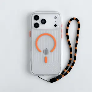 Luxury Ultra-Thin Night Glow Magnetic Tpu Phone Case with Lanyard, Compatible with Apple iPhone 17 Pro Max/16/15/14/13/12 Pro Max Plus