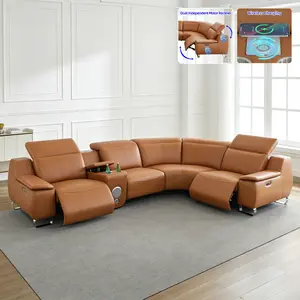 5-Piece Smart Recliner Couch, featured with premium technical fabric for great wear resistance. Eye-catching orange & yellow hues add vitality, electric reclining system works smoothly for daily rest.