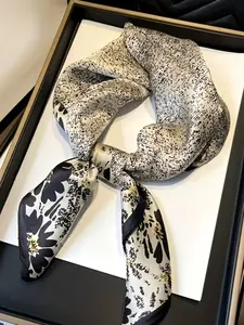 Fashion Bohemian Scarf Headscarf Hairband, Women's Silk Square Shawl, Luxurious Floral Print, Lightweight Breathable, All Seasons