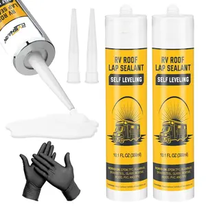 RV Roof Sealant 2 Pack, Self-Leveling Lap Sealant - White  Flexible Caulk RV Sealant for Camper Trailer Roof Maintenance Repair