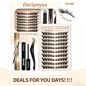 Focipeysa FoxTail Lash | LC Curl Fox Eye Lash Clusters | Ultra-Dense, Waterproof, All-Day Hold | Easy D-Curl DIY for Beginners | Get Flawless Salon Extensions at Home | Suitable for Various Makeup Styles