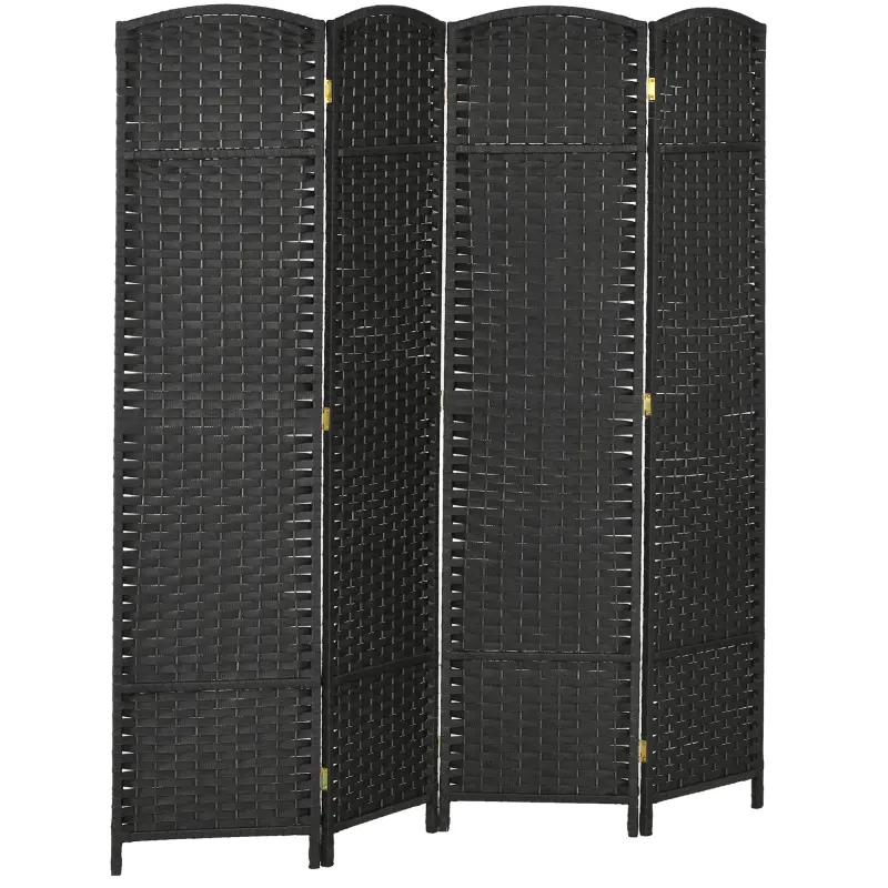 Room Divider, 4 Panel Folding Privacy Screen, 5.6' Tall Freestanding Partition for Home Office, Bedroom, Black(Using high-quality and premium materials)