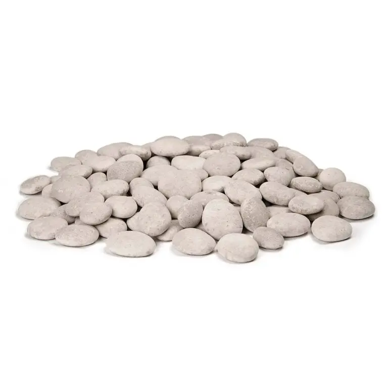 American Fyre Designs CSTN-20-B Classic Round Painted Ceramic Fire Pit Creekstones - 4 sq ft, 20 lbs, Mixed Cloud & Greige, Black - Compatible with Indoor Vented Fireplaces