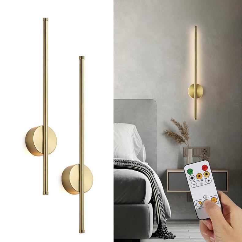 2pcs 50cm Rechargeable Wall Sconce Lights Battery Operated 3 Color Temperature Dimmable Wireless with Remote Control Black for Living Room Bedroom Modern Interior Elegance