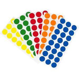 1/2 Inch Colored Sticky Dots Small, Sticky Dots Colored, Round Colored Labels, Permanent Color Coding Labels, 5  Colors, 1200 Colored Stickers per Variety Pack